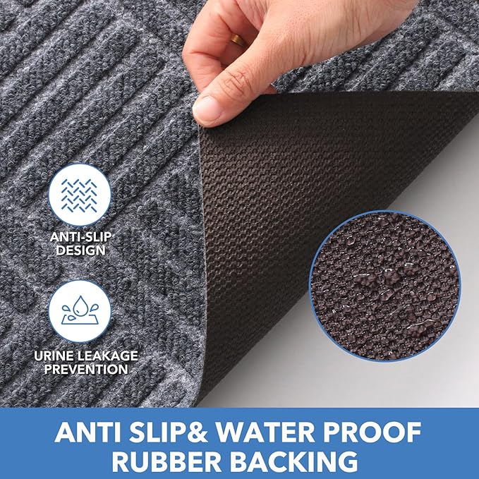 2 Pack Cat Litter Mats,Large Cat Litter Trapping Mats,| Washable Cat Litter Box Mats, Leak-Resistant, Non-Slip Backing,Quick Dry,Cut ToFit,Size 35''x24'