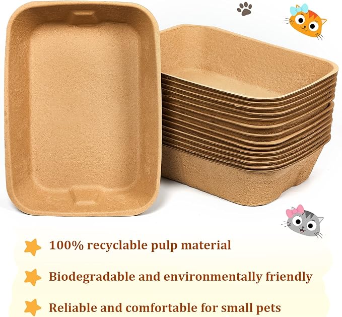 15 Pack Disposable Litter Boxes for Cats Small Disposable Litter Trays Paper Kitten Litter Box Disposable Kitten Litter Pans for Indoor Outdoor Travel Litter Box Small Animals, 16.1 x 11.2 x 3.7 Inch