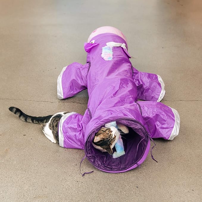 Pet Craft Supply Magic Mewnicorn Multi Cat Tunnel Boredom Relief Toys with Crinkle Feather String for Dogs, Cats, Rabbits, Kittens and Guinea Pigs for Hiding Hunting and Resting