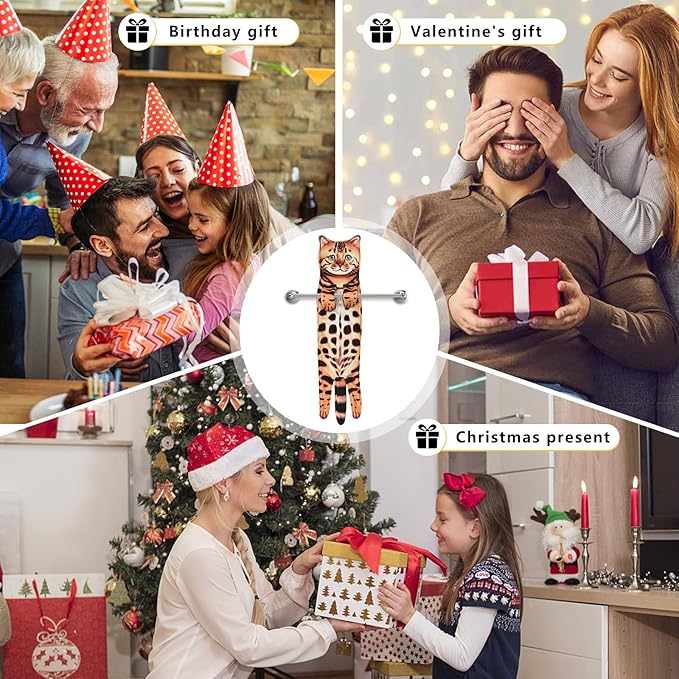 PAT JUUMG Funny Cat Hand Towels for Bathroom Kitchen Decor Towel,Cute Decorative Hanging Face Towels,Super Absorbent Soft, Housewarming Gift,Cat Lovers Gifts for Women (Leopard)