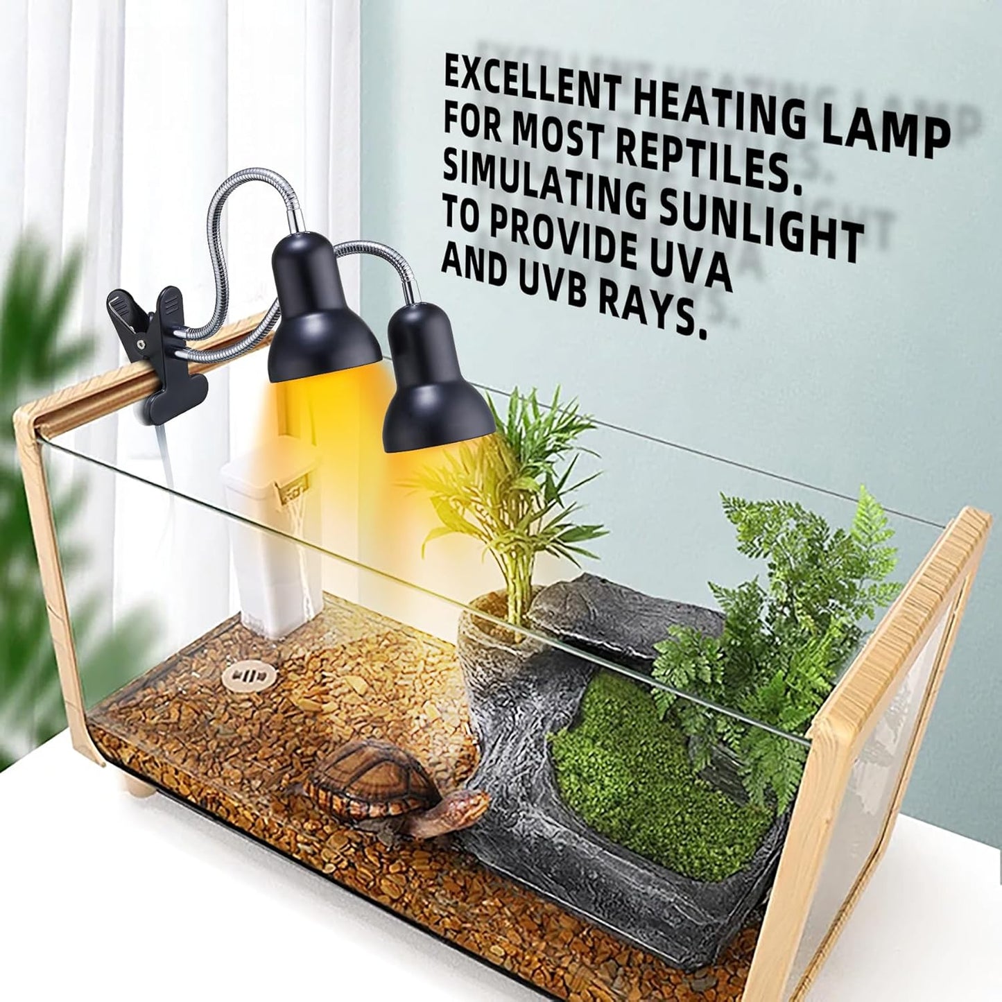 50W Reptile Heat Lamp Bulbs - UVA UVB Bulbs- Light Turtle Heat Lamp for Reptiles and Amphibian Tanks, Terrariums and Cages - 110V Turtle Reptile Heat Bulbs with E26 Screw Cap Base 2-Pack