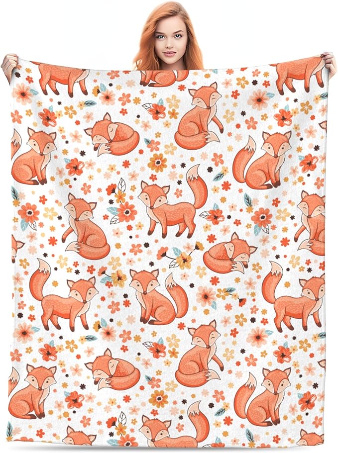 Fox Soft Throw Blanket Flannel Fleece Blankets Warm Cozy Lightweight Fuzzy Blanket for Bed Sofa Couch Home Decor 60"X50"