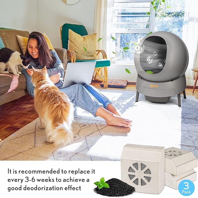 Activated Carbon Charcoal Filters Replacement Compatible with PETNF Automatic Cat Litter Box, Eliminate Odors and Keep Your Home Fresh, 3 Packs
