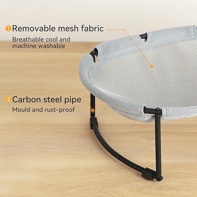 Cat Bed, Breathable Cat Hammock, Free-Standing Elevated Cat Bed for Indoors and Outdoors, Easy Assembly Cat Hammock Bed with Removable Washable Mesh for Cats up to 30 lbs, 20 in x 16.5 in x 8 in