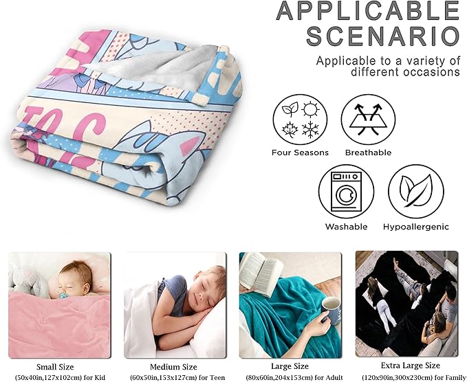 Kawaii Anime Blanket for Girls and Women - Just A Girl Who Loves Cats and Ramen - Flannel Anime Lover Gift, Luxurious Warm and Cozy for Teens/Travel, 50x60 Inch