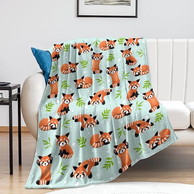 Cute Red Panda Blanket Bedding Soft Lightweight Flannel Throw Blankets for Kids Adults Bedroom Living Room Sofa Gifts 50"X40"