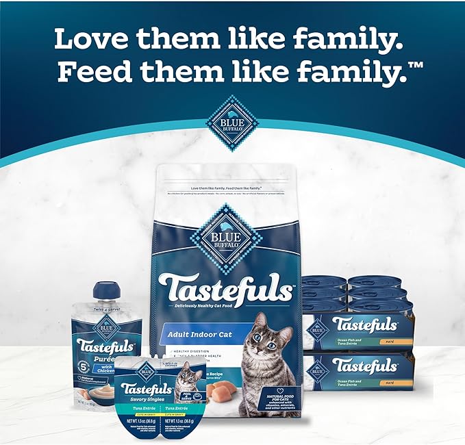 Blue Buffalo Tastefuls Wet Cat Food Paté, Made with Natural Ingredients | Ocean Fish and Tuna Entrée, 3-oz. Cans (24 Count)