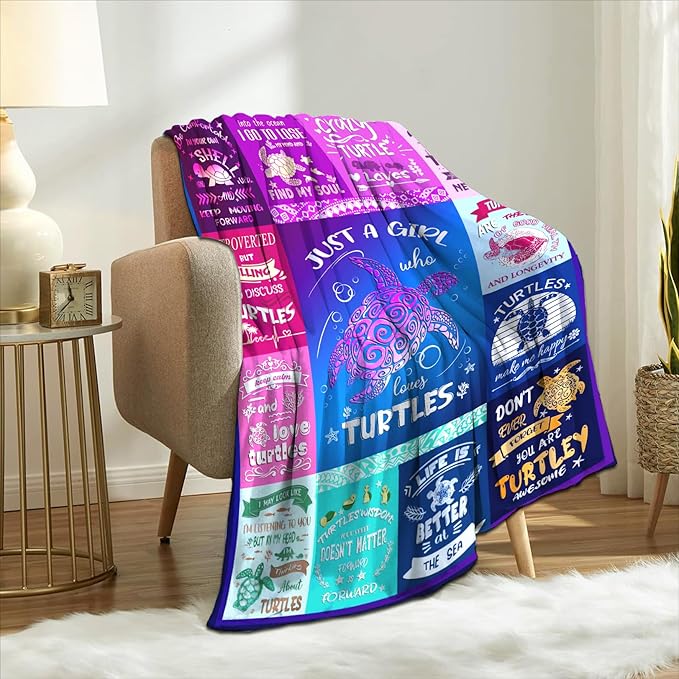 Turtle Blanket Ultra Soft Flannel Throw Blanket Lightweight Cozy Plush Blanket for Gifts for Turtle Lovers 50"X40"