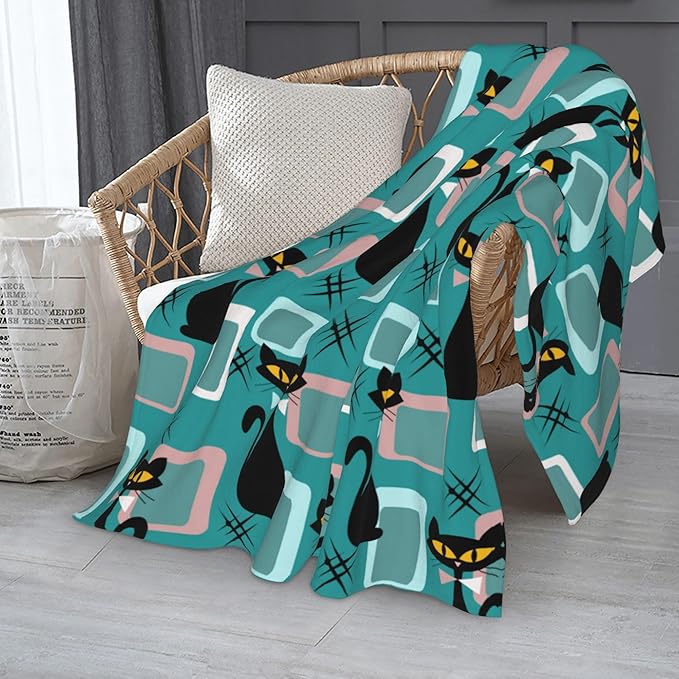 Medieval Cat Soft Throw Blanket Flannel Fleece Blankets Warm Cozy Lightweight Fuzzy Blanket for Bed Sofa Couch Home Decor 60"X50"