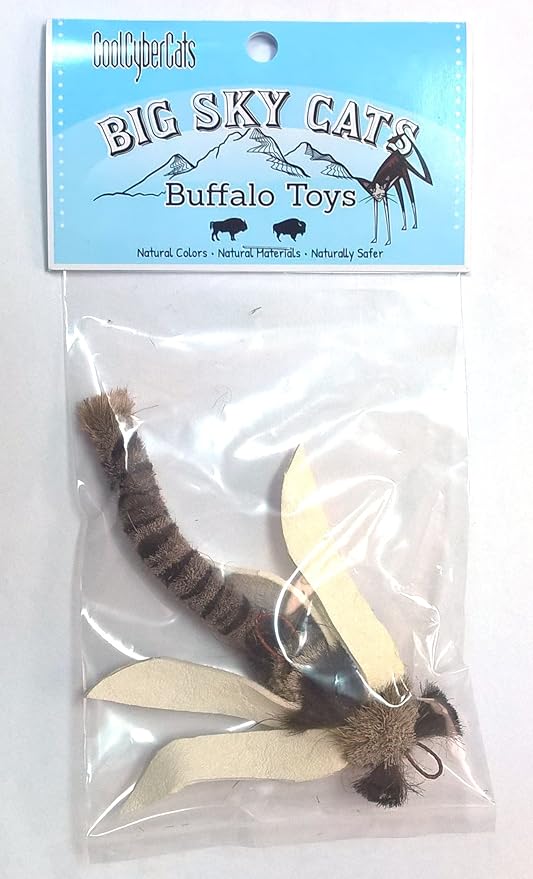 Dragonfly Refill/Attachment Cat Toy - Natural Buffalo/Deer: Fits Wildcat and Popular Bird and Mouse Type Wands/Poles