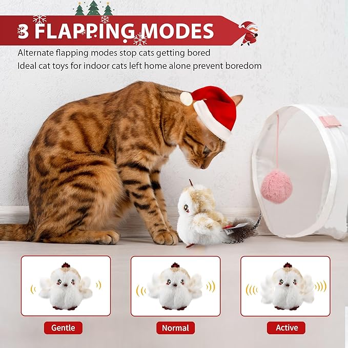 Gigwi Flapping Bird Cat Toys Lifelike Sandpiper Chirp Tweet Interactive Cat Toy, Rechargeable Cat Toy For Bored Indoor Cat, Automatic Cat Toy Best Gift For Birthday, Thanksgiving, Christmas, New Year