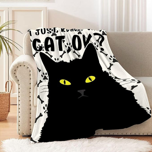 Black Cats Throw Blanket Super Soft Cozy Black Cat Blanket for Kid Adult Women Men Best Hallowen for Cat Mom Cat Lovers Cute Pet Cats Blanket for Couch Bed Sofa Dorm Home Decor(60"X50")