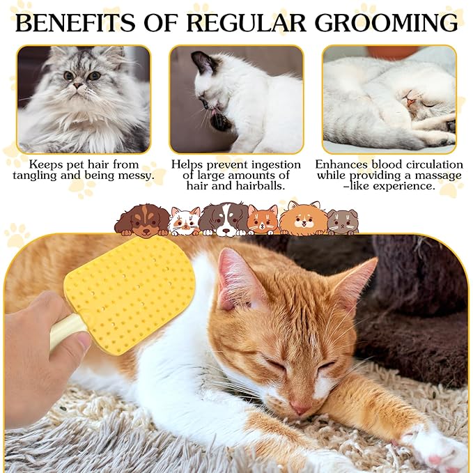 3PCS Cat Tongue Comb, Cat Grooming Brush, Cat Brushes for Indoor Cats, Cat Brush for Shedding, Cat Comb for Long Haired Cats, Pet Ice Cream Massage Comb, Easily Removes Fur Reducing Hairballs (Blue,