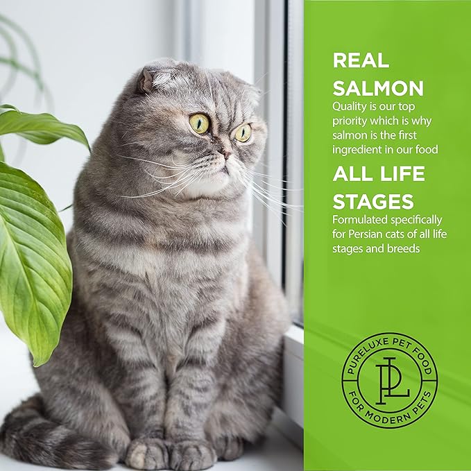 PURELUXE Grain and Gluten Free Cat Food, Persian Cat Elite Nutrition, Salmon, for Persian Cats at All Life Stages and Breeds, Made in The USA, 3.3lbs