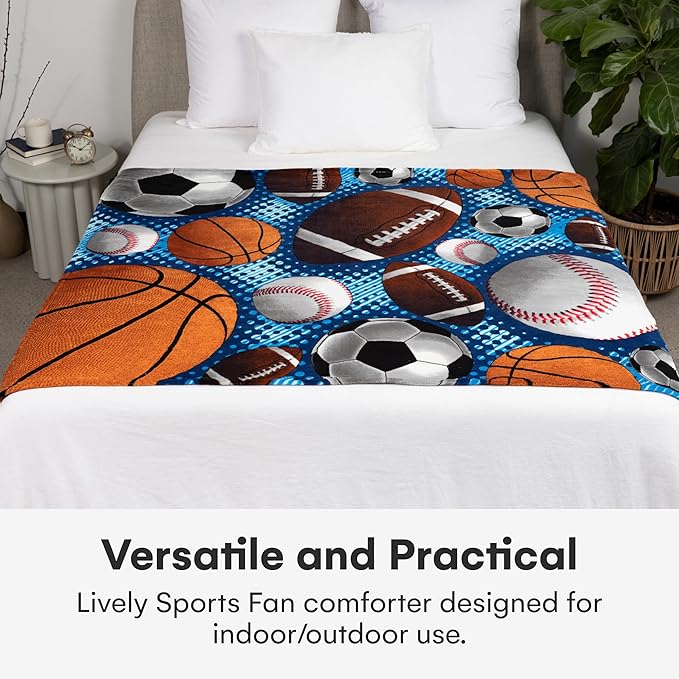 Dawhud Direct Sports Fleece Blanket for Bed, 50" x 60" Sports Fan Fleece Throw Blanket for Adults & Kids Super Soft Plush Sports Blanket Throw Kids Fleece Blankets for Sports Fans - Queen Size Blanket