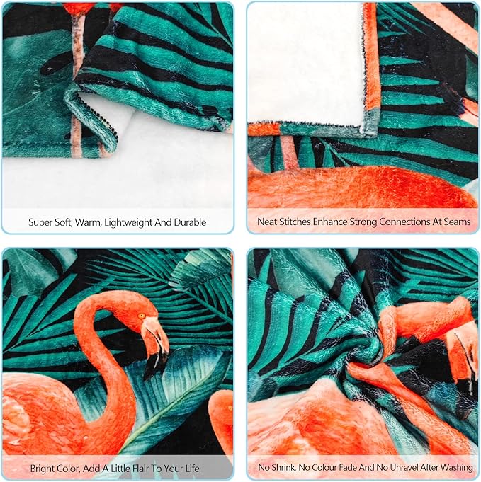 Ultra-Soft Microfiber Throw Blanket 350 GSM Fuzzy Fleece Blanket for Adults Kids Gift Couch, Sofa, Bed Flamingo 60"x50"