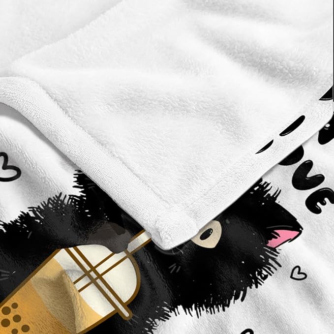 Just A Girl Love Cats Throw Blanket Super Soft Cozy Black Cats Blanket for Girl Kid Adult Cat Lovers Gifts Cute Pet Cats Fleece Blanket for Couch Bed Sofa Chair Dorm Home Decor 50"x 40" Small for Kids