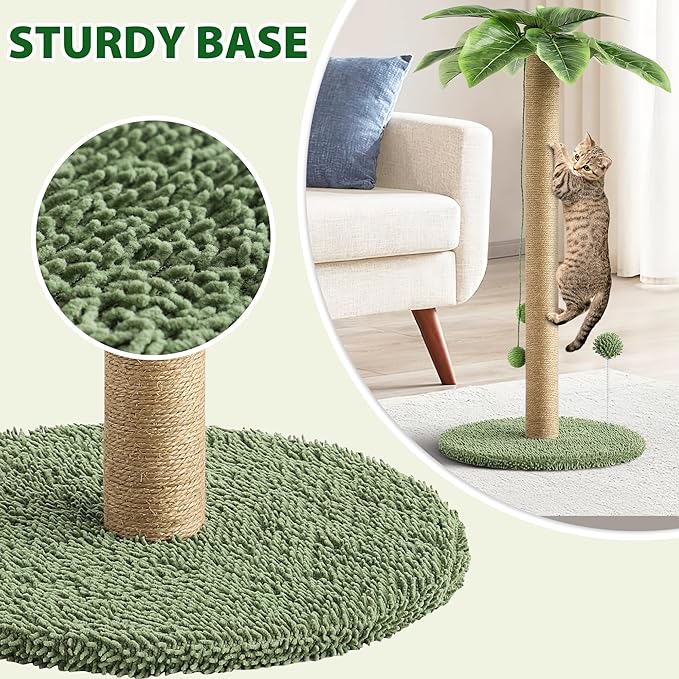 Cat Scratching Post for Indoor Cats, 33" Tall Cat Tree with Sisal Rope, Kitten Scratcher Sisal Rope Scratch Posts Trees with Hanging Ball,Cat Toys