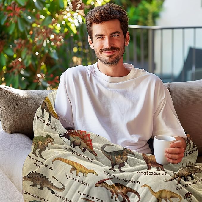 Dinosaur Blanket for Kids, Educational Gifts for Dinosaur Lovers Children Boy Girl, Jurassic World Dinosaurs Throw Blanket Ultra-Soft Skin-Friendly for Sofa Bed Home Dino Room Decor 50 * 60in