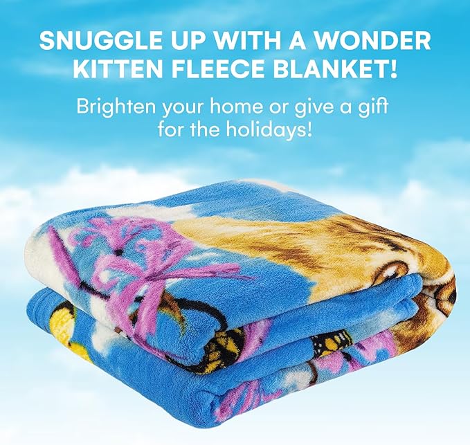 Dawhud Direct Wonder Kitten Fleece Blanket for Bed, 50" x 60" Cat Fleece Throw Blanket for Women, Men and Kids - Super Soft Plush Kitten Blanket Throw