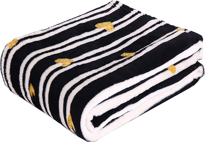 Elegant Comfort Velvet Touch Ultra Plush Christmas Holiday Printed Fleece Throw/Blanket-50 x 60inch, (Golden Heart)