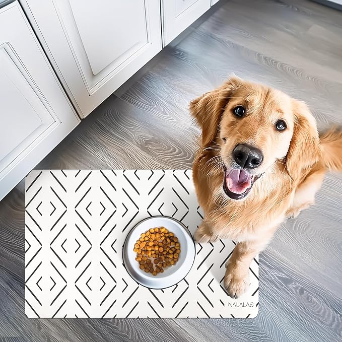 NALALAS Large Pet Mat for Food or Water, Cat & Dog Mat | Waterproof Dog Feeding Mat | Non-Slip Pet Mat for Floors | Easy to Clean