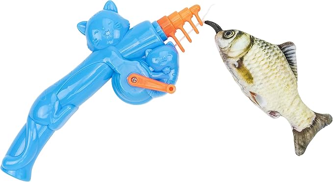 Fairly Odd Novelties Cat Fishing Pole Toy - Funny Interactive Fish Toy for Cats, Kittens, and Small Pets. Giftable Cat Fishing Rod Novelty Gifts, Item, FON-10309, Multi-Colored, 1 Count (Pack of 1)
