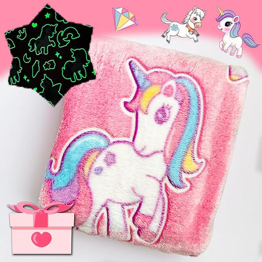 2025 Best Gift Unicorns Gifts Glow in The Dark Blanket Unicorns Gifts for Girls,Toys for 2 3 4 5 6 7 8 9 10 Year Old Girl Gifts,Soft Kids Blankets for Birthday Valentines Best Gifts,50"x60" Pink