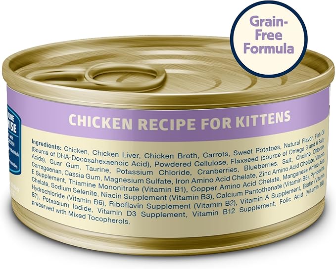 Blue Buffalo Freedom Grain-Free Kitten Wet Cat Food, Complete & Balanced Nutrition for Kittens, Made with Natural Ingredients, Chicken Recipe, 3-oz. Cans (24 Count)
