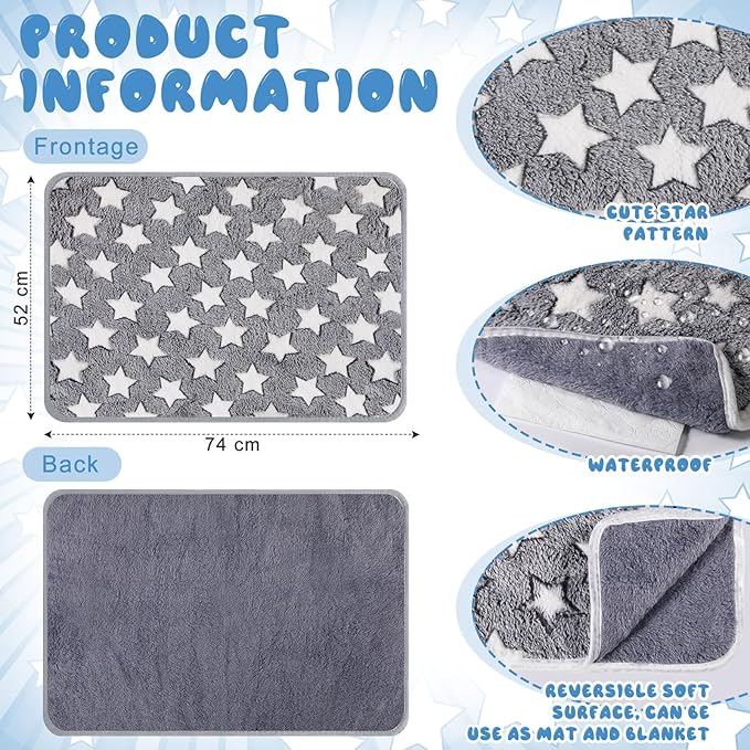 2 Pcs Self Warming Cat Bed Cute Dog Cat Thermal Mat Self Warming Star Cat Mat Pet Heating Pad Cat Blanket for Indoor Outdoor Washable(Large Star,29 x 20)