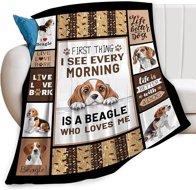 Beagles Dog Print Blanket Best Dog Pet Animal Throw Blankets for Couch Sofa Stuff Decor Gifts Lightweight Soft Cozy Fleece Plush Warm Flannel Bedding for Lover Man Woman Teen Adults 50"x60"