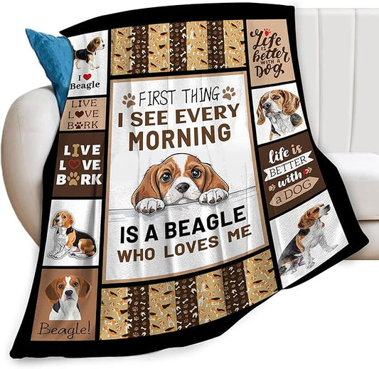 Beagles Dog Print Blanket Best Dog Pet Animal Throw Blankets for Couch Sofa Stuff Decor Gifts Lightweight Soft Cozy Fleece Plush Warm Flannel Bedding for Lover Man Woman Teen Adults 50"x60"