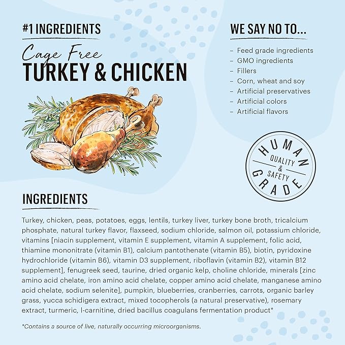 The Honest Kitchen Whole Food Clusters Grain Free Turkey & Chicken Dry Cat Food, 10 lb Bag