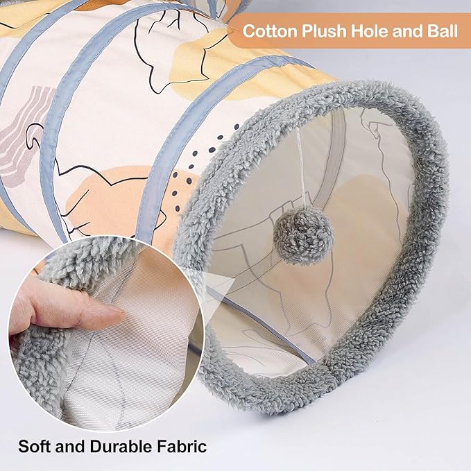 Glittme Cat Tunnel, 3 Way Cat Tunnels for Indoor Cats with 3 Toy Balls, Peekaboo Cat Cave, Collapsible Cat Tubes and Tunnels for Cat, Puppy, Kitty