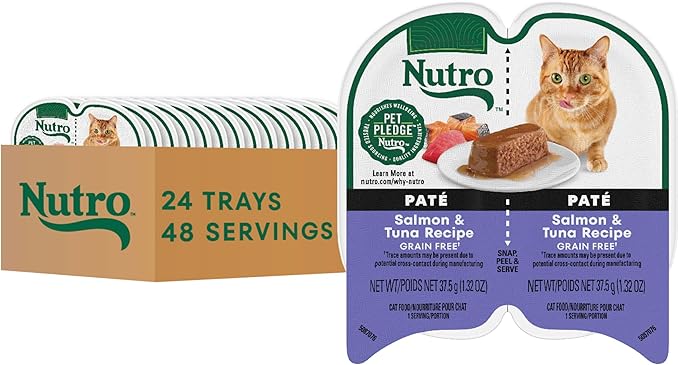 Nutro Perfect Portions Wet Cat Food Paté Salmon & Tuna Recipe, (24) 2.64 oz. Twin-Pack Trays