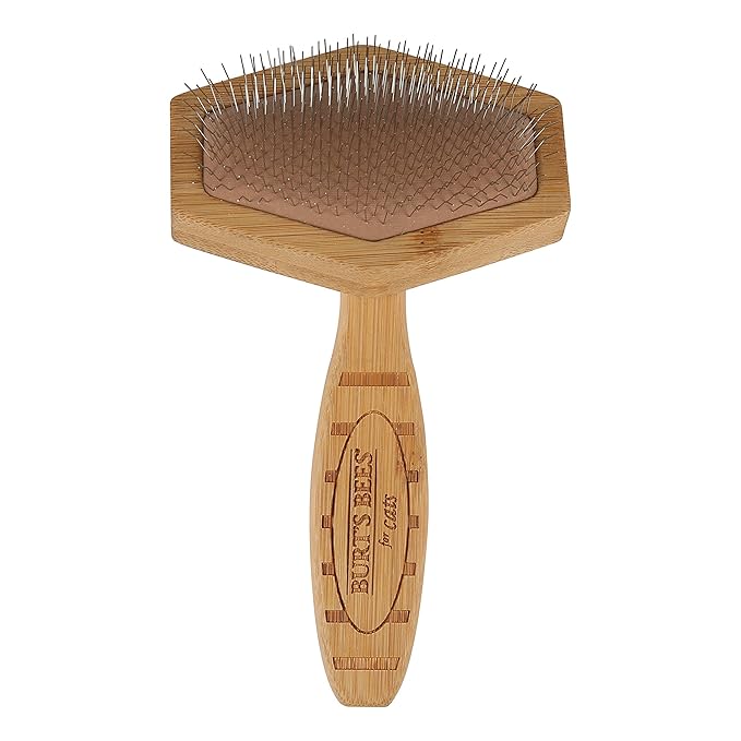 Burt's Bees for Pets Slicker Brush | Removes Loose Cat Fur, Prevents Matting | Ideal for Daily Grooming, Smooth Coat