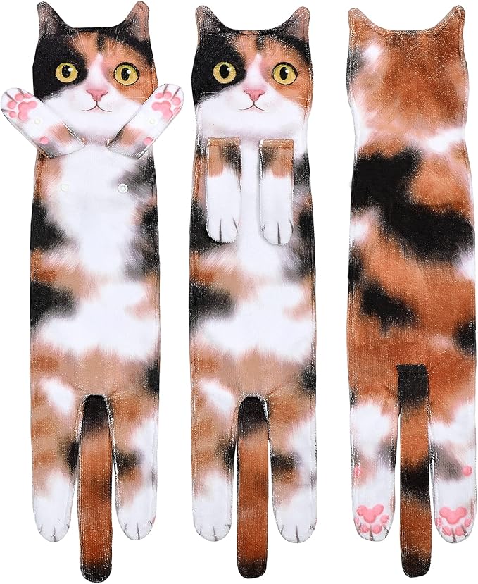 Cat Funny Hand Towels for Bathroom Kitchen - Cute Decorative Fairy Tale Cat Decor Hanging Washcloths Towels Super Absorbent Soft - Housewarming Birthday Christmas Fun Gifts for Women Cat Lovers