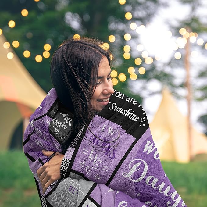 Daughter Gifts from Mom Dad, Mothers Day Christmas Birthday Gifts for Daughter Adult Throw Blanket 60"x50"