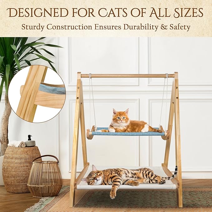 Cat Hammock Bed – The Premium Choice in Cat Beds for Indoor Cats Washable for Ultimate Comfort. 26" L x 21" W x 32" H