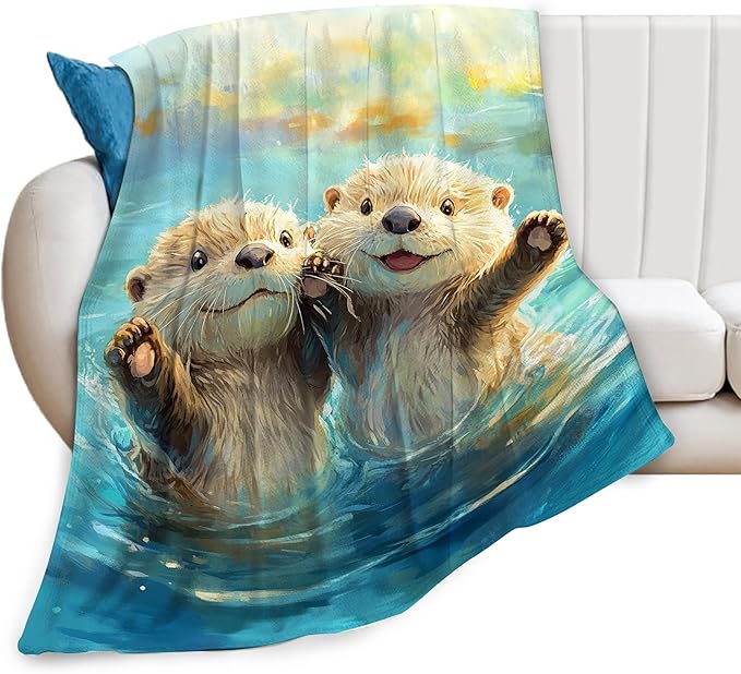 Otter Gifts for Girls, Boys & Kids - Otter Lover Throw Blankets, Soft & Warm Fleece & Flannel Plush Blankets for Bed, Sofa, Couch - 40"x50"