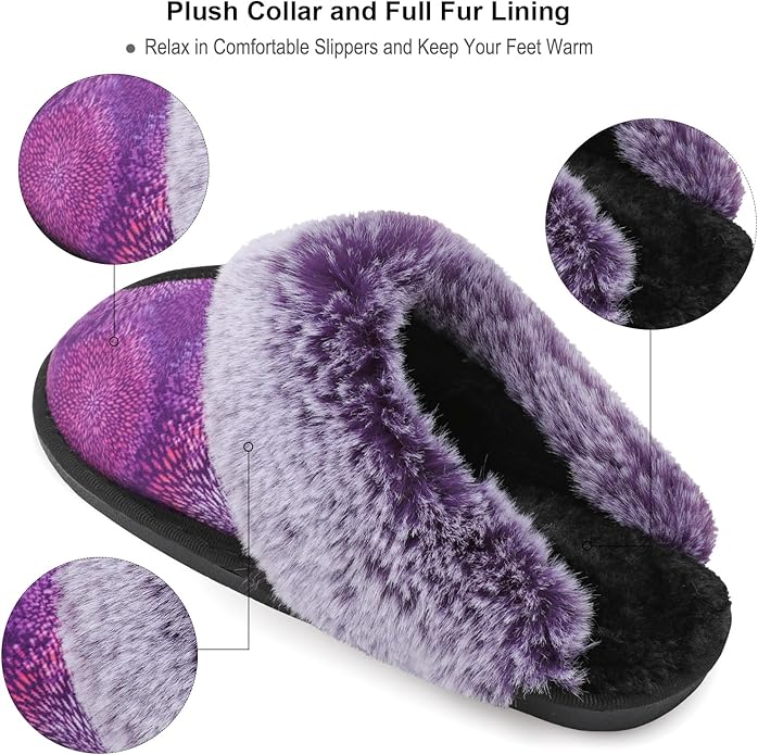 Besroad Winter Fuzzy House Slippers Sandals Plush Faux Fur Fluffy Flats Slippers Warm Slide Shoes for Women