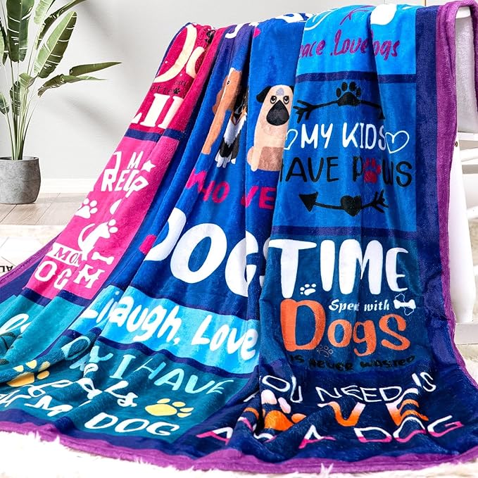 Dog Girl Blanket for Dog Moms 50X60 Just a Girl Who Loves Dogs Soft Throw Blanket Christmas Dogs Themed Gifts for Owners Girls