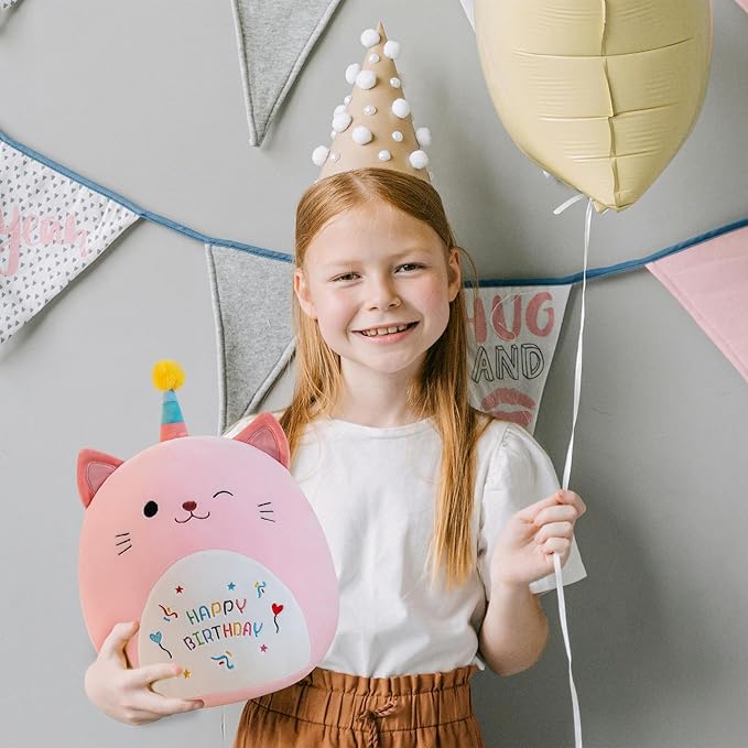 Cat Plush Cute Cat Stuffed Animals Soft Birthday Gift Cat Plushie Pillow Decor Pink 12 inch