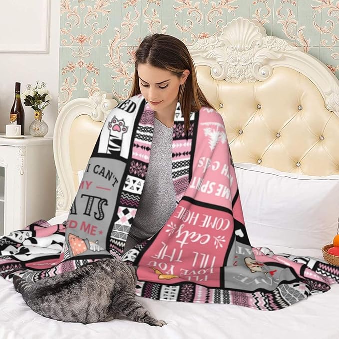 Cat Blanket Gifts for Girls Women Cats Gifts for Cat Lovers Soft Warm Cats Flannel Throw Blanket for Kids Adults 50"X40"