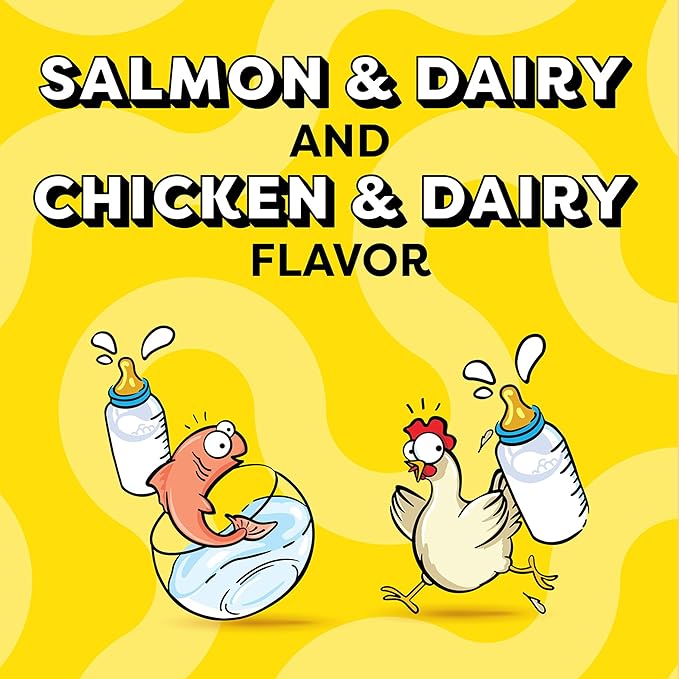 Temptations Kitten Crunchy and Soft Treats Chicken and Dairy Flavor and Salmon and Dairy Crunchy, 6.3 oz., Variety Pack of 4