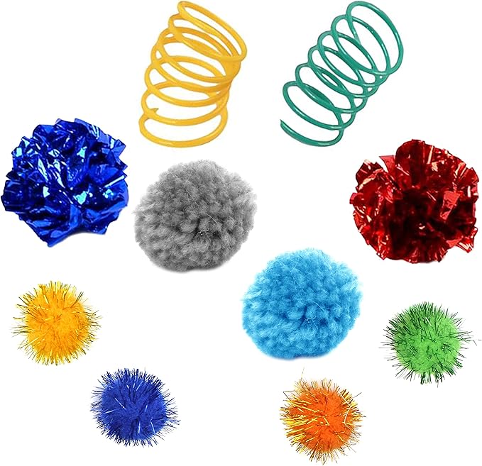 Youngever 18 Cat Toys Kitten Toys Assortments, Cat Teaser Wand, Interactive Bell Toy, Sparkle Balls for Cat, Puppy, Kitty, Kitten (with Hide Seek Toy)