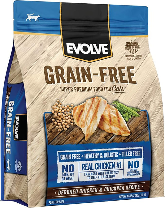 Evolve Pet Food Grain Free Deboned Chicken, Pea and Vegetable Recipe Cat Food Grain Free Deboned Chicken, Pea, and Veggies 3 Pound (Pack of 1)