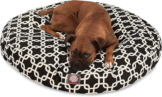 Black Links Large Round Indoor Outdoor Pet Dog Bed With Removable Washable Cover By Majestic Pet Products