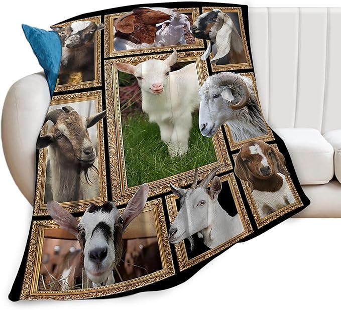 Goat Blanket Ultra Soft Cozy Sheep Throw Blanket Fleece Fuzzy Plush Bedding Goat Sheep Lovers Gifts for Women Girls Kids Adults 80"x60"