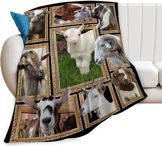 Goat Blanket Ultra Soft Cozy Sheep Throw Blanket Fleece Fuzzy Plush Bedding Goat Sheep Lovers Gifts for Women Girls Kids Adults 80"x60"